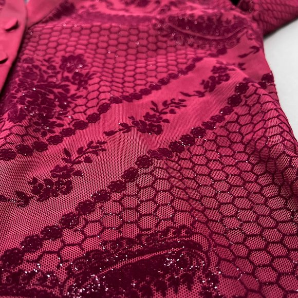 NWOT Valerie Stevens Separates Petite Sheer Stretch Blouse Red Size PS - Picture 3 of 10